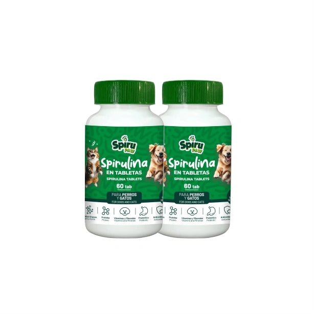 Pack x2 Espirulina en tabletas SPIRU PAW para perros y gatos 60 unidades
