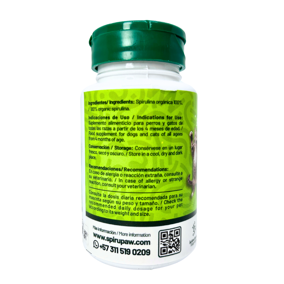 Espirulina en polvo SPIRU PAW para perros y gatos 50g