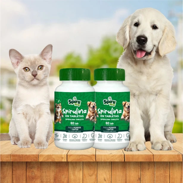 Pack x2 Espirulina en tabletas SPIRU PAW para perros y gatos 60 unidades
