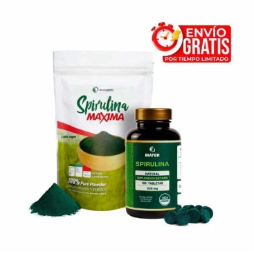Pack x2 Espirulina en Polvo 150g + Tabletas de Espirulina 180U + ENVÍO GRATIS