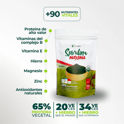 Pack x2 Espirulina en Polvo Orgánica 150g + ENVÍO GRATIS