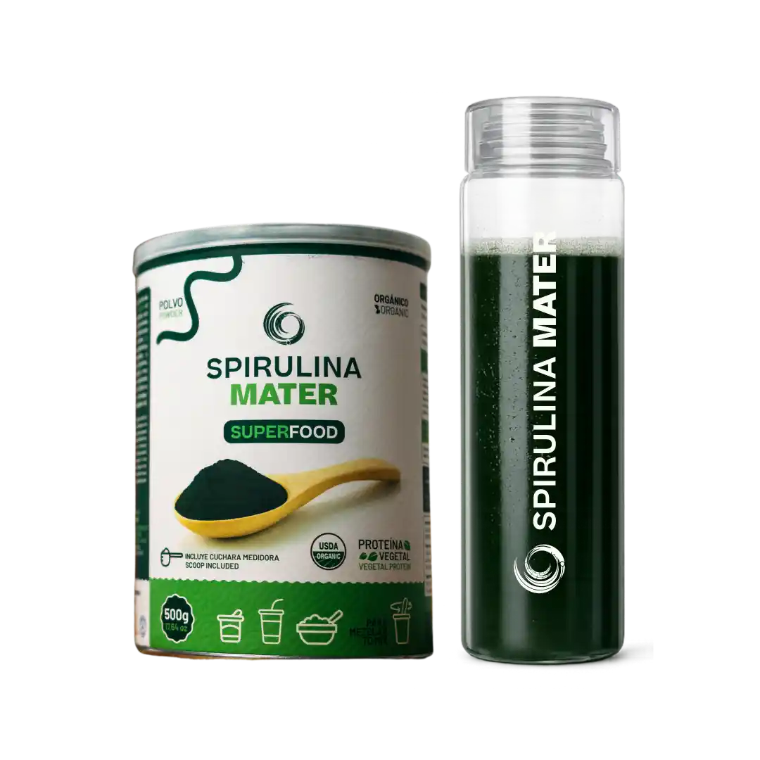 Espirulina en Polvo Orgánica 500g + SHAKER DE REGALO + ENVÍO GRATIS